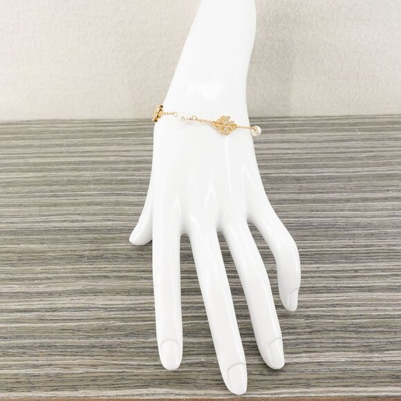 Tory Burch Gemstones and Pearl Bracelet Gold OS - Picture 13 of 16